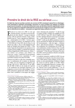 Prendre le droit à la RSE au sérieux, BJS novembre 2022