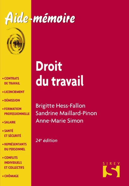 Droit du travail, Aide-mémoire Sirey, 24e édition